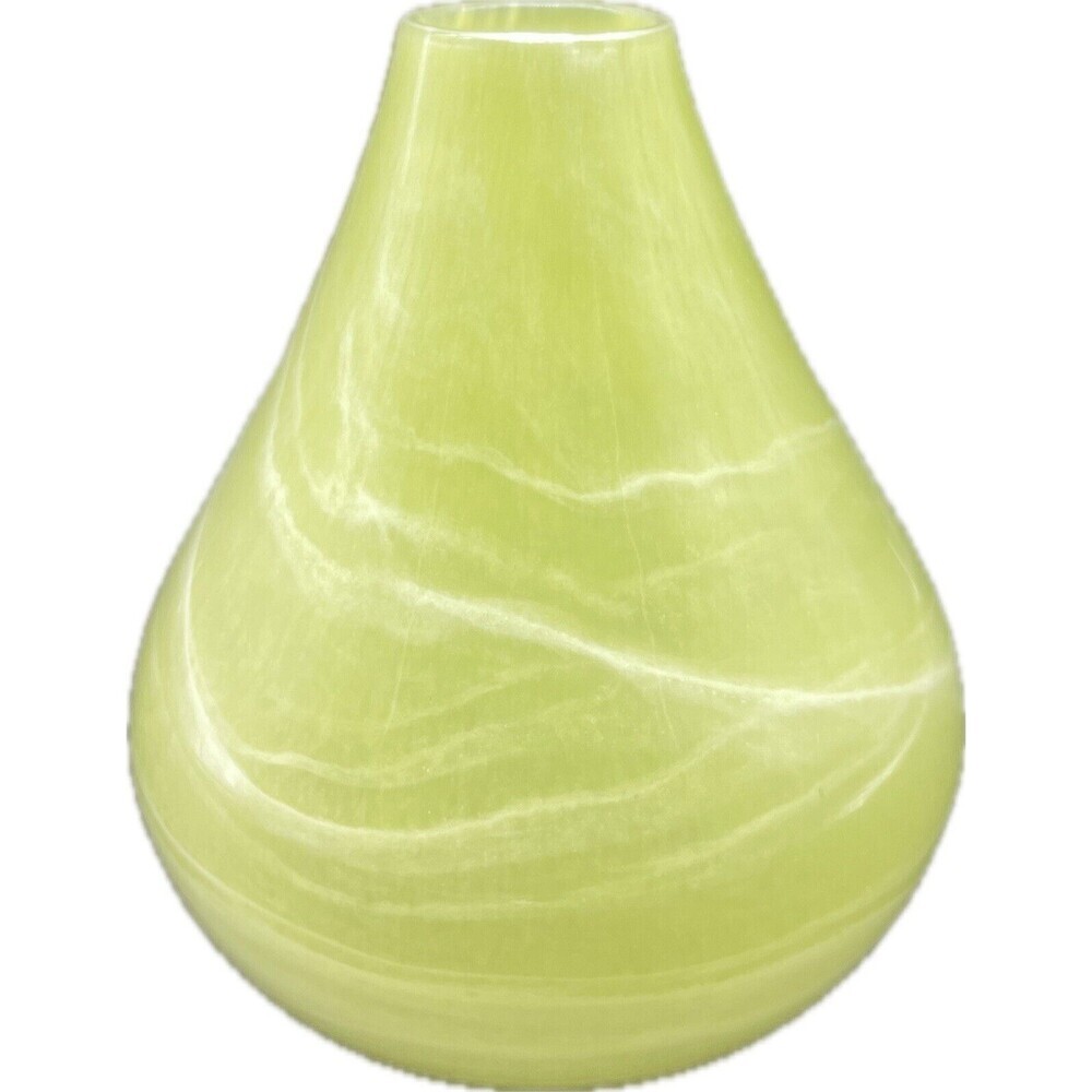 GREEN‎ W/ WHITE Swirl Art Glass Tear Drop Bulb Ando Vase Portugal 8”